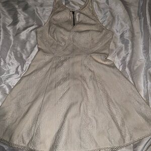 Free People Cream Textured lace Mini Dress